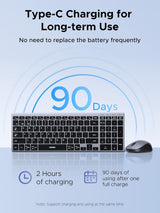 UGREEN 85513 Wireless Keyboard & Mouse Combo, 99-Key Bluetooth 5.4 / 2.4GHz Rechargeable Keyboard with Silent Mouse