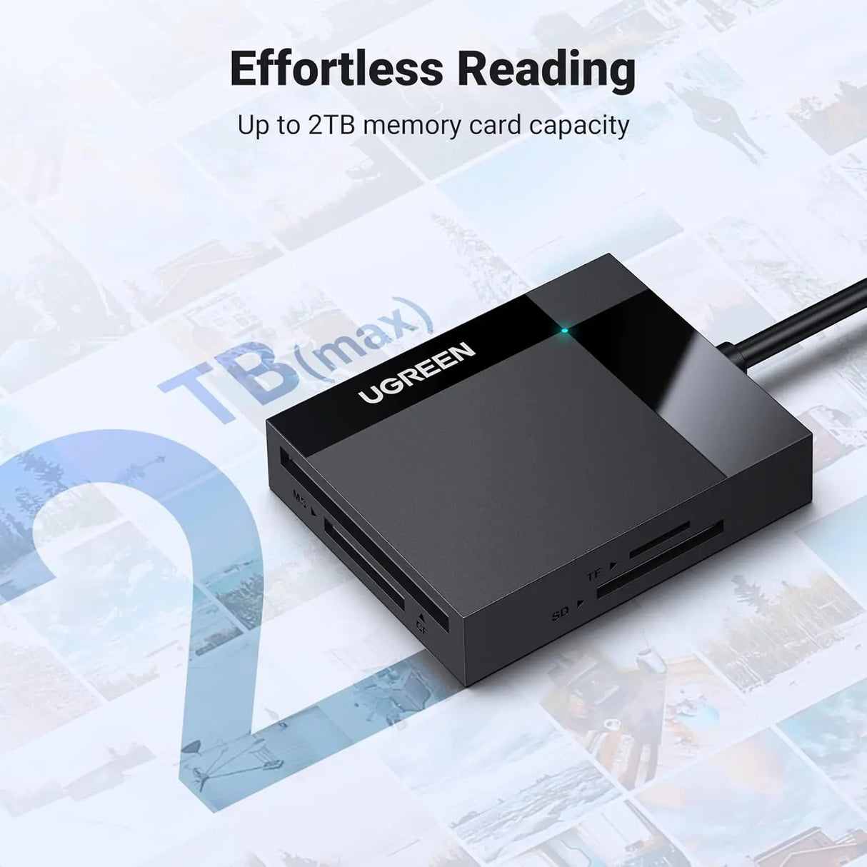 UGREEN USB 3.0 Card Reader 4-in-1 5Gbps SD TF Micro SD CF MS Memory Card Writer 1.5ft Cable (30333)