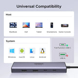 UGREEN 9-इन-1 USB C मल्टी फंक्शन डॉक 4K@60Hz HDMI, 5Gbps USB-C और USB-A डेटा पोर्ट, 1Gbps ईथरनेट, 100W PD, SD/TF कार्ड रीडर, MacBook Air/Pro, iPad Pro/Air, Dell XP और अन्य के लिए डॉकिंग स्टेशन के साथ (15375)