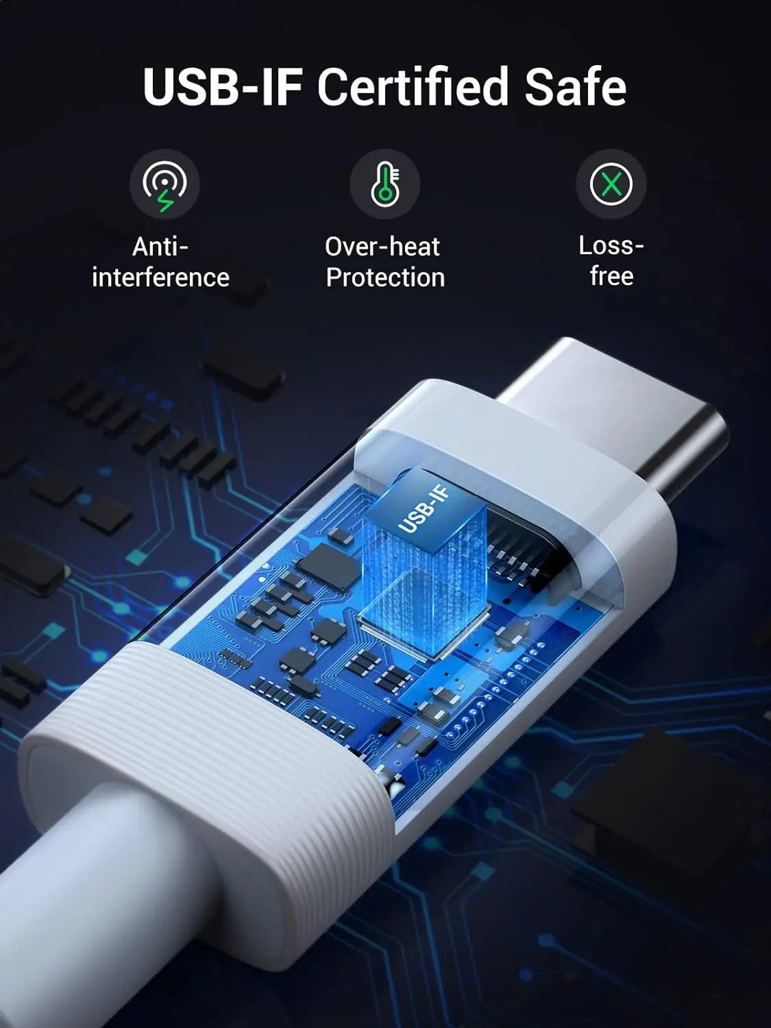 UGREEN USB 4.0 Cable 0.8M 100W USB C to USB C 40Gbps Data Transfer 8K Video PD Fast Charging MacBook iPad Dell XPS (40113)