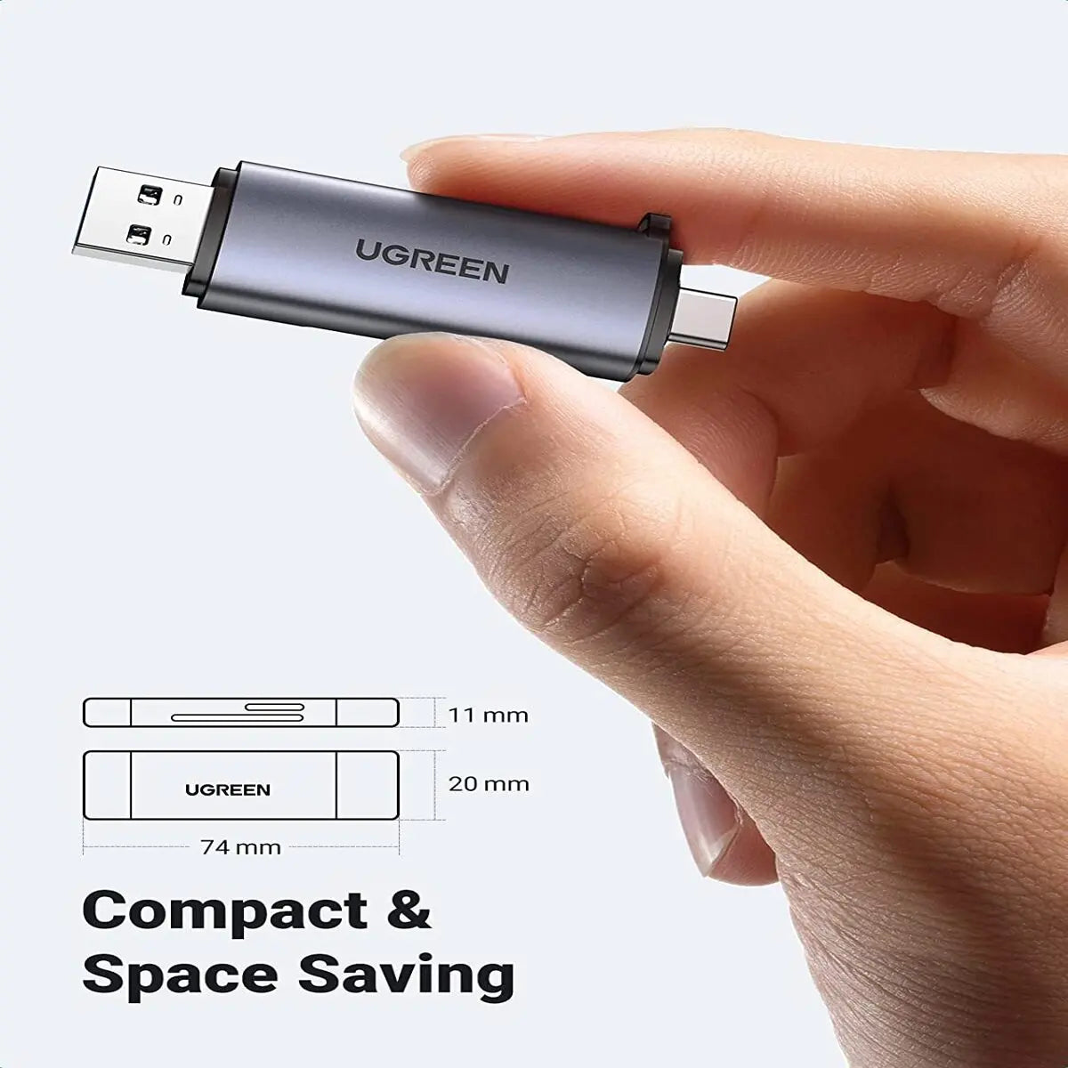 UGREEN USB-C Card Reader 2-in-1 OTG 5Gbps SD TF Micro SD Adapter iPhone 16/15 Pro Max Galaxy S24 MacBook iPad (50706)