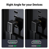 UGREEN HDMI Cable 2M High Speed Ethernet 90 Degree Right Angle Male to Male 4K 60Hz UHD HDR TV Monitor PS5 Xbox (10173)