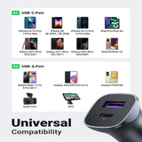 UGREEN 30W USB C Car Charger Dual Port PD3.0 QC3.0 Fast Charging iPhone 13/12 Galaxy S22/S21 iPad Pro (40858)