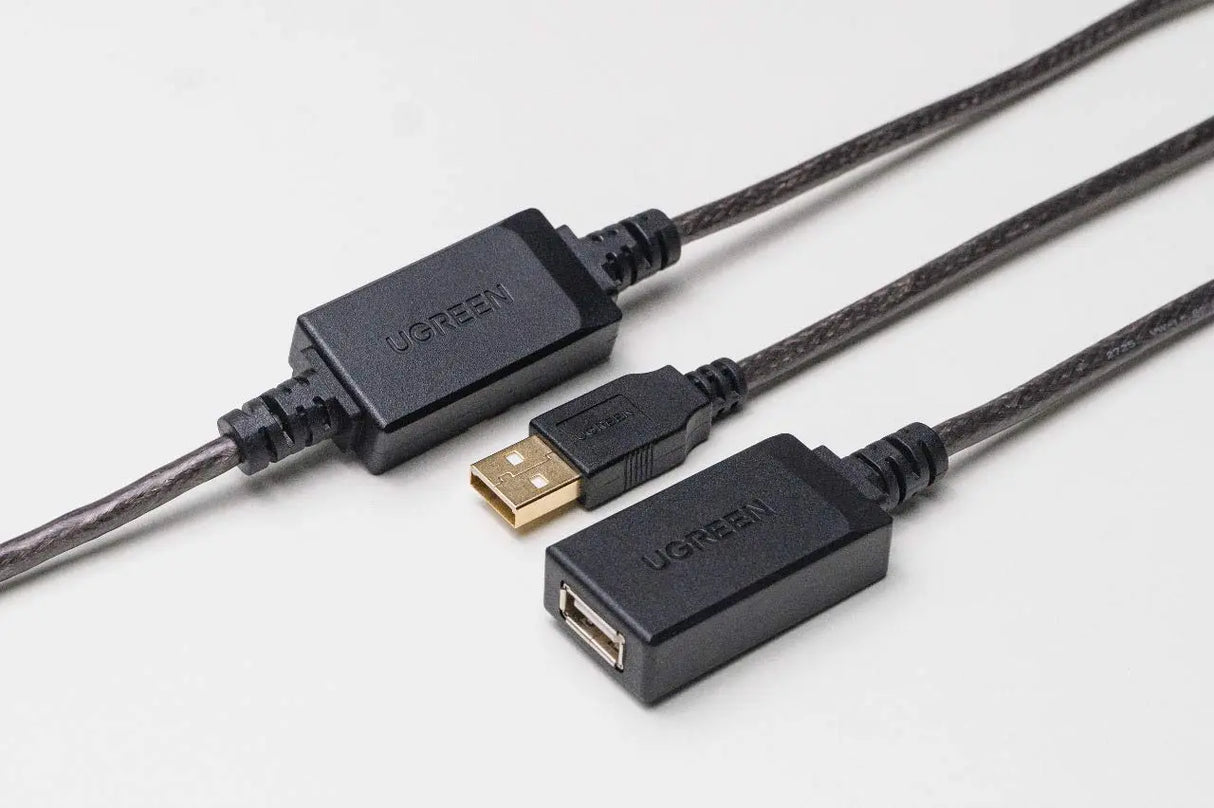 UGREEN USB 2.0 Active Extension Cable 15M Signal Booster Repeater A Male to Female Keyboard Mouse Printer Webcam (10323)