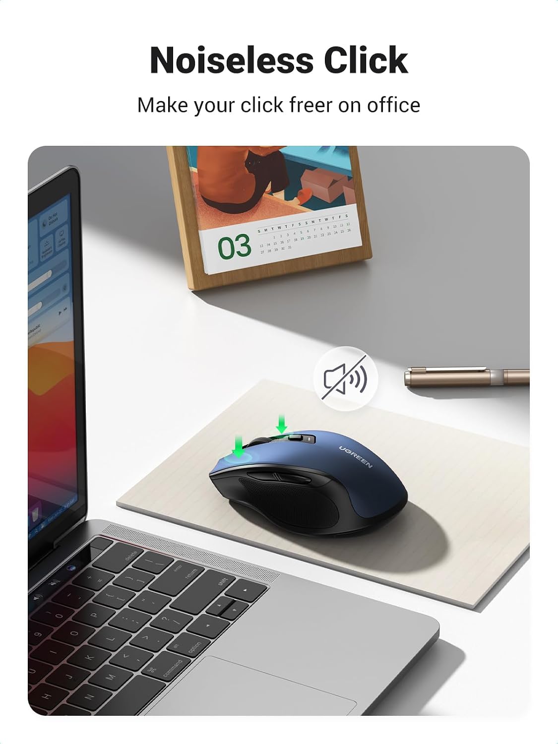 UGREEN Dual-Mode Bluetooth & 2.4GHz Silent Wireless Mouse – Ergonomic, 4000 DPI, 6 Buttons, Blue (25753)