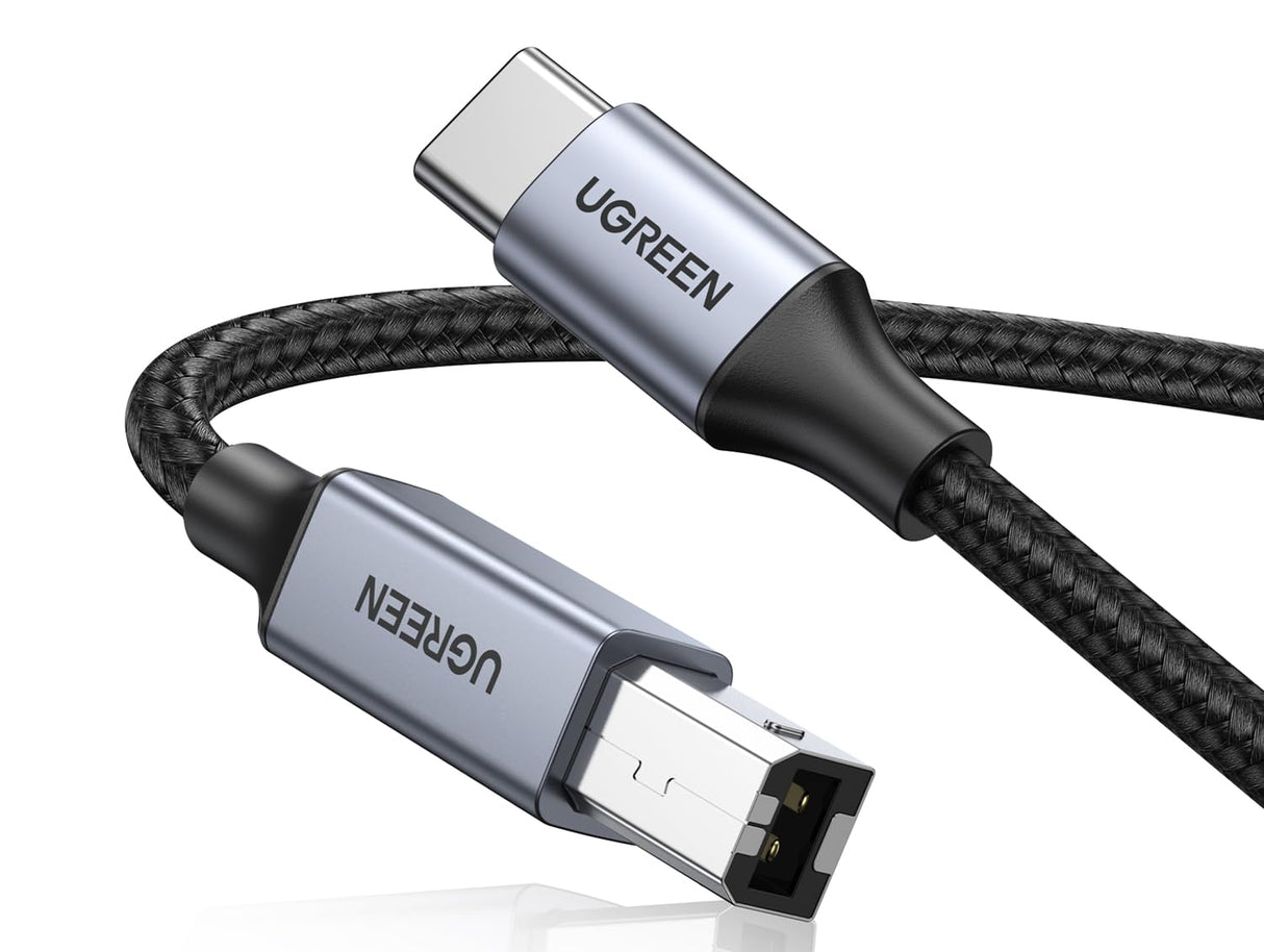 UGREEN US370 1m USB-C to USB-B 2.0 Printer Cable – 480Mbps, Braided (80805)