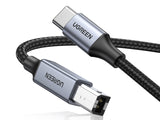 UGREEN US370 1m USB-C to USB-B 2.0 Printer Cable – 480Mbps, Braided (80805)