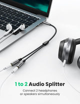 UGREEN AV141 30619 3.5mm audio sharing splitter 1 to 2 audio splitter for two headphones