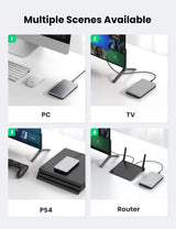 UGREEN 2.5 Inch SATA External Hard Drive Enclosure USB 3.1 Gen 2 UASP Aluminum Tool-Free WD Seagate Samsung PS4 Xbox (70498)
