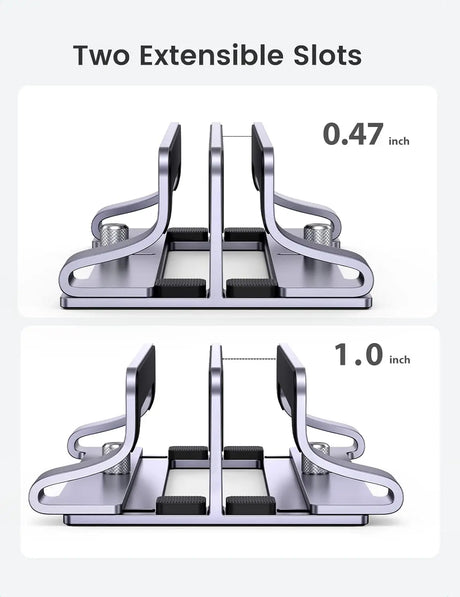 UGREEN Vertical Laptop Stand for Desk Dual Slot Laptop Stand Holder Adjustable Dock Aluminum Desktop Stand Compatible for MacBook Air Pro, Microsoft Surface Laptop 4, LG Gram 17, Lenovo Yoga 7i, Grey (60643) - Ugreen India