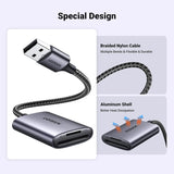 UGREEN USB 3.0 Card Reader 2-in-1 SD TF Micro SD SDHC SDXC MMC Aluminum Case Memory Card Reader PC Laptop 80887