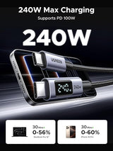 UGREEN 3m 240W USB C to USB-C Cable with Digital Display PD 3.1 ,Fast Charging Cable Compatible with MacBook Pro M4/Air, iPad, HP EliteBook, iPhone Air/17/16.(65868)