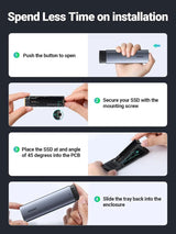 UGREEN M.2 NVMe SATA SSD Enclosure USB-C 3.2 Gen2 10Gbps Thunderbolt 3 Tool-Free External Case 2280 2260 2242 2230 (90264)