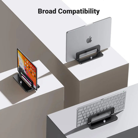 UGREEN Vertical Laptop Stand Holder for desk Adjustable, Aluminum Dock, Compatible with MacBook, Surface Book, Chromebook, up to 15.6 Inch, Black (25706) Ugreen India