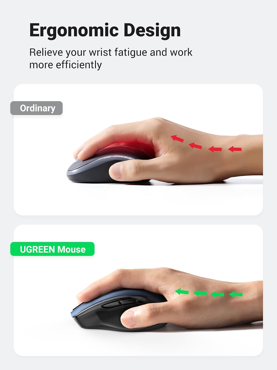 UGREEN Dual-Mode Bluetooth & 2.4GHz Silent Wireless Mouse – Ergonomic, 4000 DPI, 6 Buttons, Blue (25753)