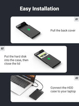 UGREEN 2.5 Inch External Hard Drive Enclosure USB 3.0 SATA HDD SSD Caddy 5Gbps UASP 0.5M Cable (30847)