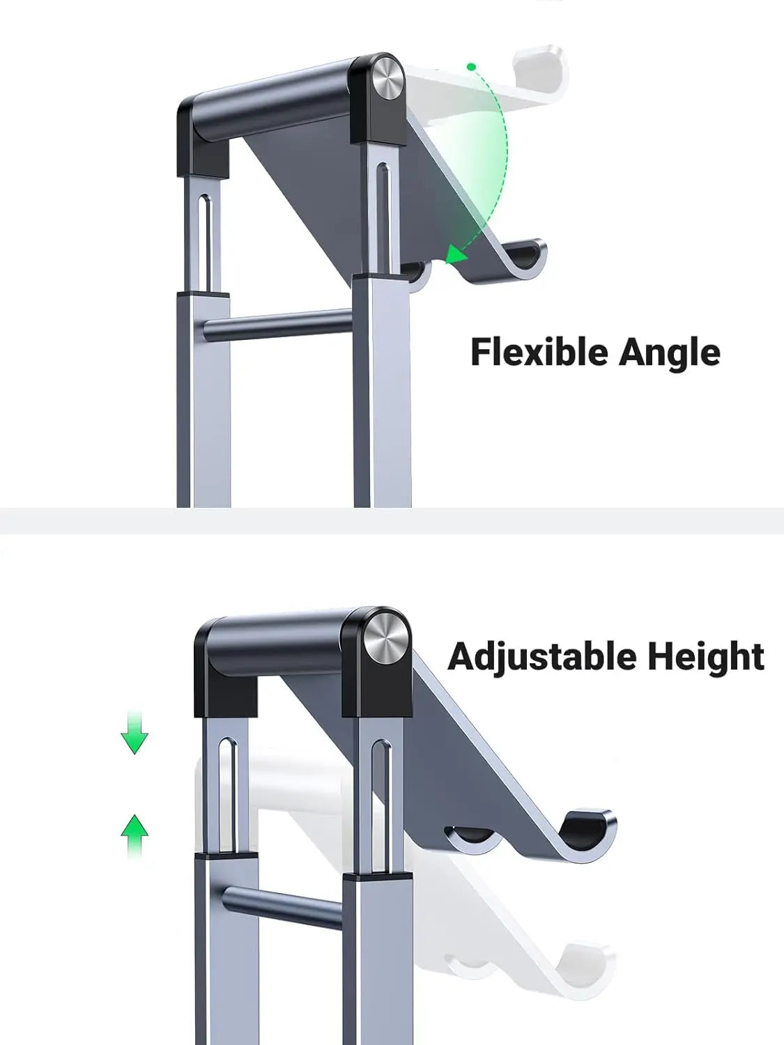 UGREEN LP263 phone stand showing flexible viewing angle and adjustable telescopic height