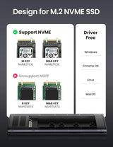 UGREEN M.2 NVMe SSD Enclosure USB 3.2 Gen 2 10Gbps Aluminum Tool-Free External Hard Drive Case Portable 2280 (10902)