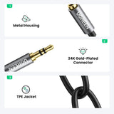 GREEN 20cm 3.5mm Male to Female Dual Headphone Splitter Aux Extension Cable Braided Audio Stereo Jack Share 10532