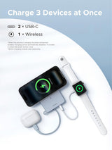 UGREEN MagFlow 10000mAh Magnetic Power Bank for MagSafe with Built-in Cable, Qi2 25W Certified Wireless Charging, 30W USB-C Fast Charging, Portable Charger Battery Pack for iPhone 16 Pro Max/15/14/13 (65958B)