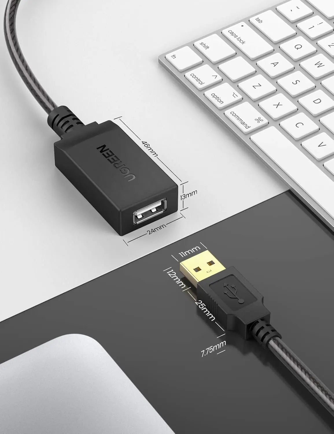 UGREEN USB 2.0 Active Extension Cable 10M Signal Booster Repeater A Male to Female Keyboard Mouse Printer Webcam (10321)