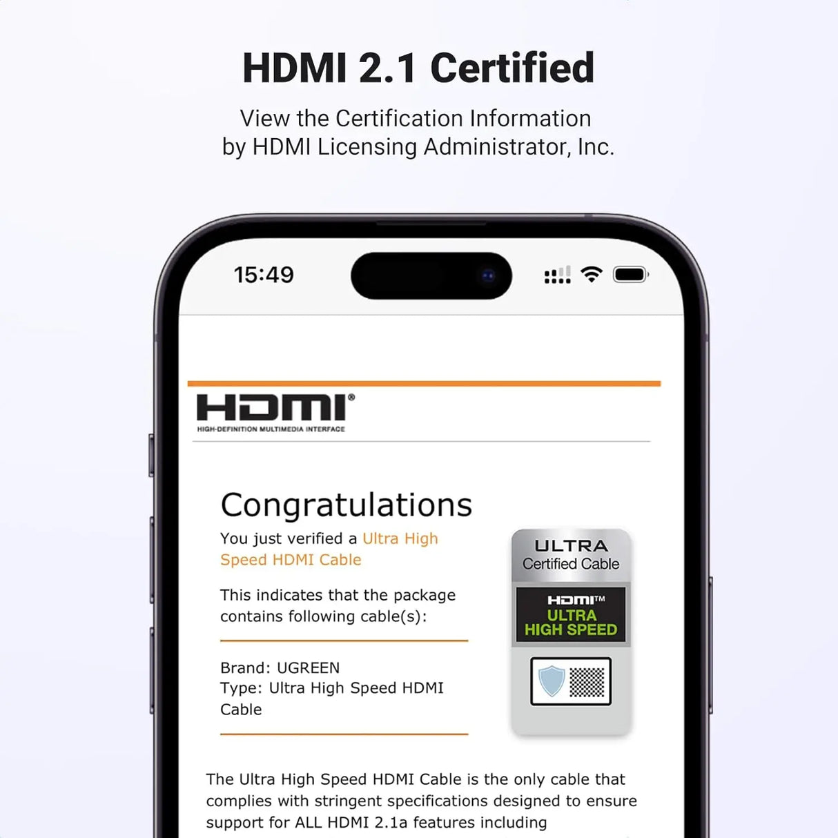 UGREEN HDMI 2.1 Cable 2M 8K@60Hz 4K@120Hz Ultra HD Braided Dynamic HDR eARC Dolby Vision PS5 Xbox Series X TV Monitor (70321)
