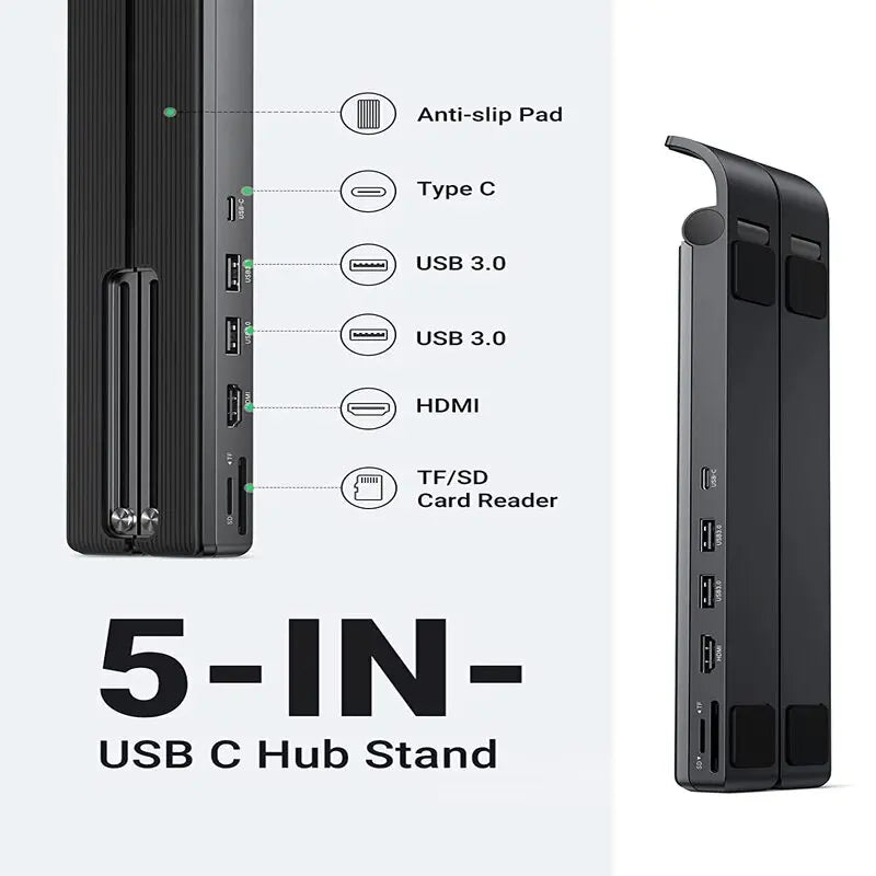 UGREEN USB C ল্যাপটপ ডকিং স্টেশন, ৪ স্তরের অ্যাডজাস্টেবল ফোল্ডেবল পোর্টেবল ডেস্কটপ স্ট্যান্ড