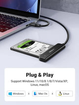 UGREEN ১.৫ ফুট কেবল SATA থেকে USB 3.0 অ্যাডাপ্টার কেবল 2.5" SSD এবং HDD হার্ড ড্রাইভ অ্যাডাপ্টারের জন্য 5Gbps সাপোর্ট SATA III UASP স্যামসাং সিগেট WD সানডিস্ক হিটাচি তোশিবা, PS3, PS4, Xbox, PC, রাউটার, (70609) এর সাথে সামঞ্জস্যপূর্ণ