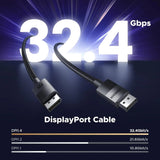 UGREEN 1M DisplayPort 1.4 Cable 8K@60Hz 4K@144Hz DP to DP High Speed HDR HBR3 DSC Gaming Monitor Graphics Card PC Laptop 80390
