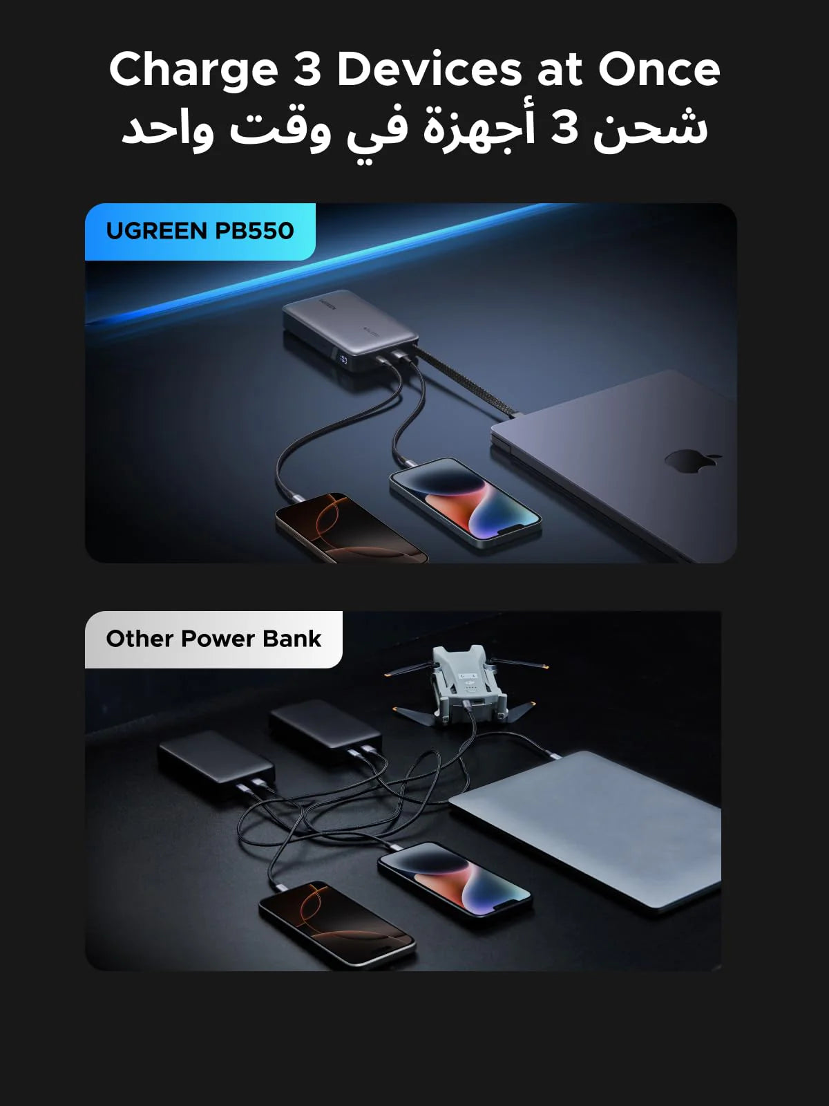 UGREEN Nexode Power Bank 20000mAh 67W with Built-in USB-C Cable (55996B)