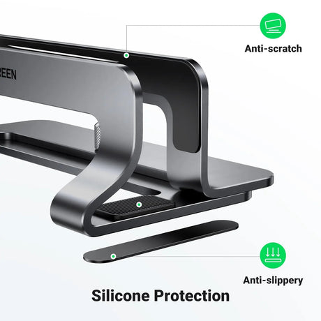 UGREEN Vertical Laptop Stand Holder for Desk Adjustable, Aluminum Dock, Compatible with MacBook, Surface Book, Chromebook, up to 15.6 Inch, Grey (20471) - Ugreen India