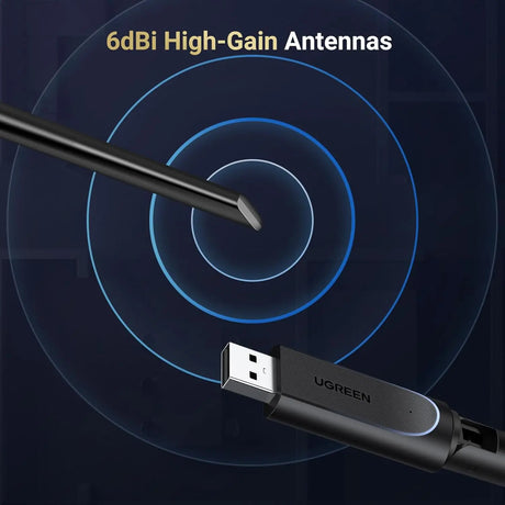 UGREEN AX900 USB WiFi 6 Adapter  for Desktop PC with 5GHz/2.4GHz Dual Band, 6dBi High Gain Antenna, Built-in Driver for Win11/10 (35265) Ugreen India