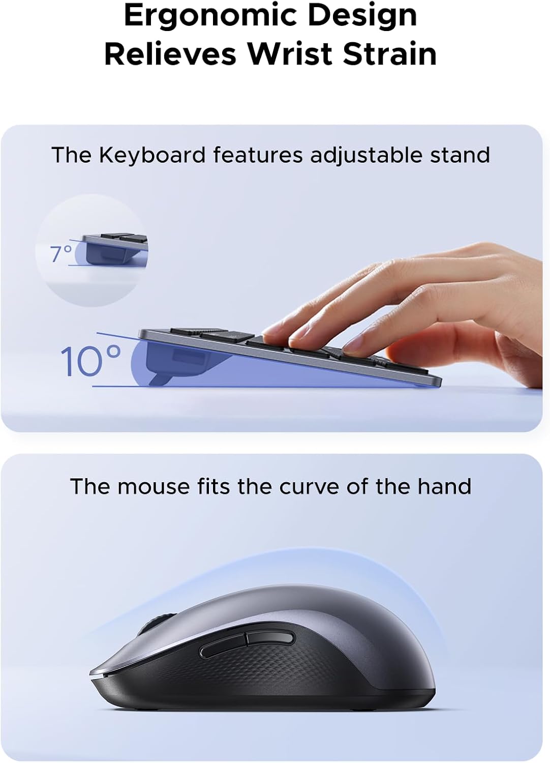 UGREEN 85513 Wireless Keyboard & Mouse Combo, 99-Key Bluetooth 5.4 / 2.4GHz Rechargeable Keyboard with Silent Mouse
