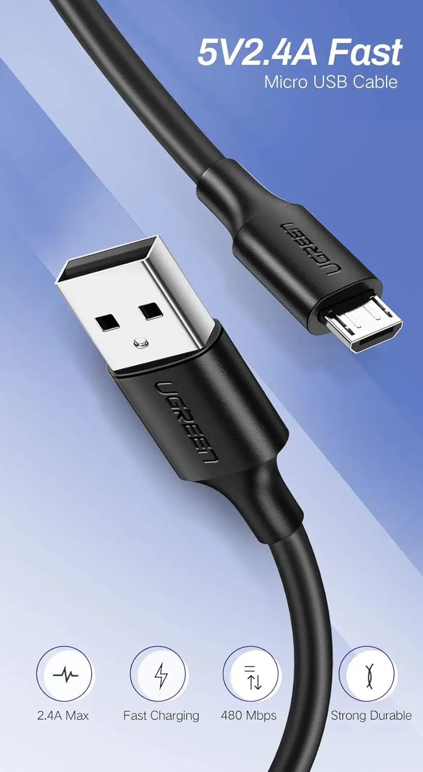 UGREEN 2M USB-A to Micro USB Cable USB 2.0 Data Sync Charging Cord Nickel Plated Android PS4 Controller Camera 60138