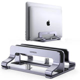 UGREEN Vertical Laptop Stand for Desk Dual Slot Laptop Stand Holder Adjustable Dock Aluminum Desktop Stand Compatible for MacBook Air Pro, Microsoft Surface Laptop 4, LG Gram 17, Lenovo Yoga 7i, Grey (60643) - Ugreen India