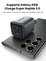 UGREEN 45W Nexode 2-Port USB C Charger GaN II Tech Galaxy S22 Ultra S21 MacBook Air iPhone 14 Pro Max Plus Wall (90573)