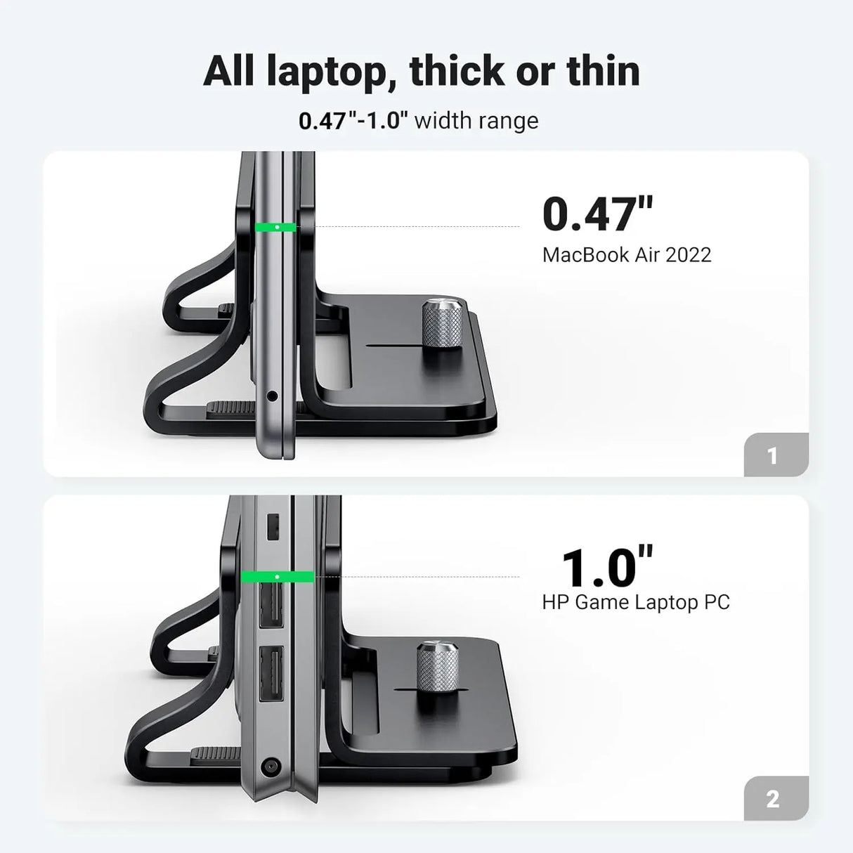 UGREEN Vertical Laptop Stand Holder for desk Adjustable, Aluminum Dock, Compatible with MacBook, Surface Book, Chromebook, up to 15.6 Inch, Black (25706) Ugreen India