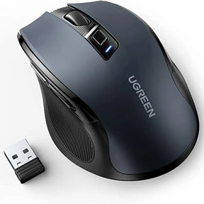 UGREEN Ergonomic 5-Level 6 Button Silent 2.4G Wireless Optical Mouse Nano Receiver 4000 DPI PC Laptop Gaming Black (90545) Ugreen