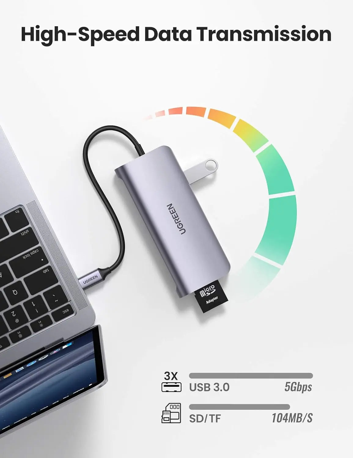 UGREEN 9-in-1 USB Type C Docking Station 4K HDMI VGA Gigabit Ethernet PD Charging 3 USB 3.0 SD Card MacBook Dell XPS (40873)