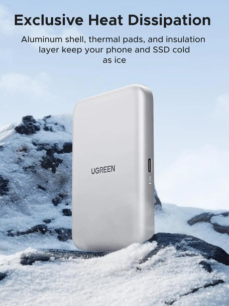 UGREEN 8TB Magnetic M.2 Nvme SSD Enclosure with Magsafe for iPhone 16 15 Pro Max, External SSD Case with PD100W 10Gbps USB C to Nvme Adapter, Supports M and B&M Keys and Size 2230/2242 /2260/2280 SSDs (55151) Ugreen