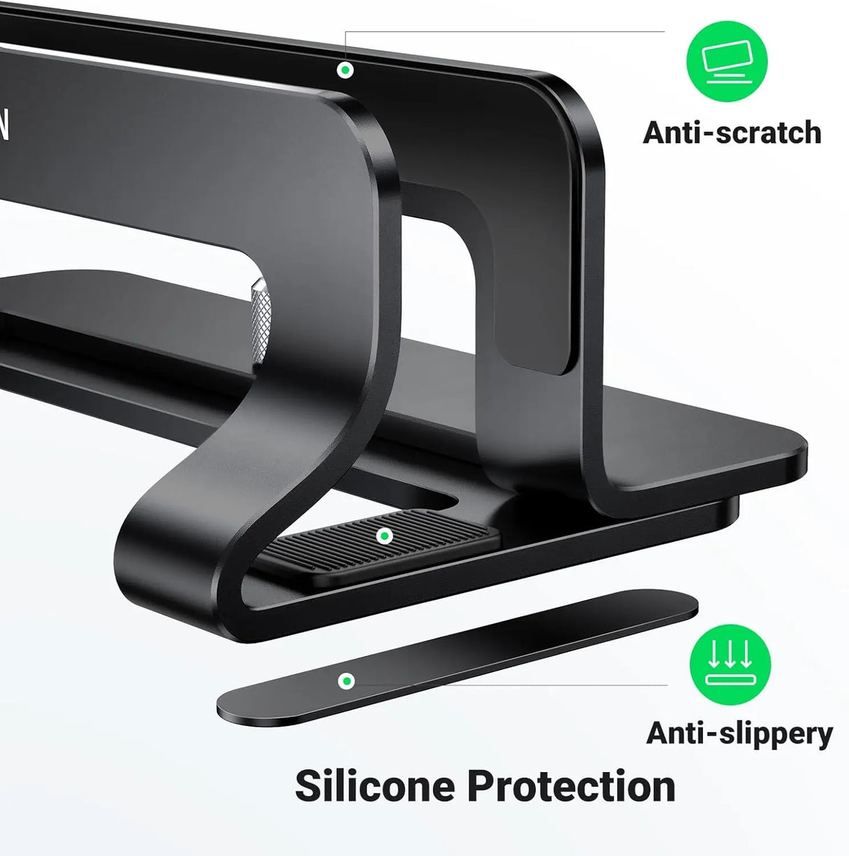 UGREEN Vertical Laptop Stand Holder for desk Adjustable, Aluminum Dock, Compatible with MacBook, Surface Book, Chromebook, up to 15.6 Inch, Black (25706) Ugreen India