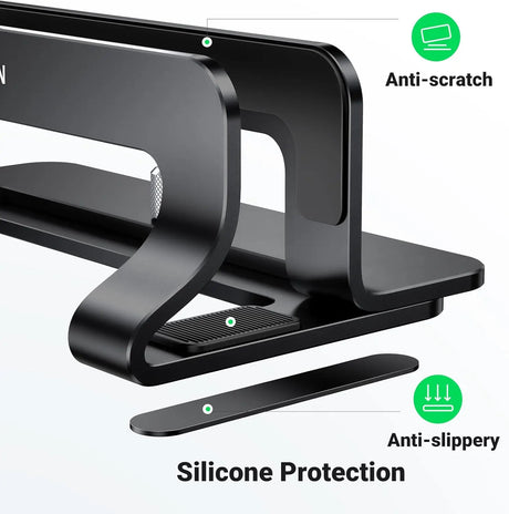 UGREEN Vertical Laptop Stand Holder for desk Adjustable, Aluminum Dock, Compatible with MacBook, Surface Book, Chromebook, up to 15.6 Inch, Black (25706) Ugreen India