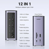 UGREEN 13-इन-1 USB-C PD डॉकिंग स्टेशन लैपटॉप के लिए HDMI के साथ, DP 4k@60Hz (8K Max) ट्रिपल डिस्प्ले मॉनिटर विंडोज और मैक के लिए, 10 Gbps USB-C और USB-A डेटा, 100W चार्जिंग, ईथरनेट, ऑडियो, SD/TF कार्ड स्लॉट (90325)
