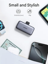 UGREEN 5000mAh Power Bank Built-in USB C Port, Portable Charger 22.5W Fast Charging with Stand, LED Display, Portable Battery Compatible with iPhone 15 iPad Pro Galaxy Pixel Black(35338)