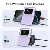 UGREEN 5000mAh Uno Magsafe Power Bank Magnetic 20W Fast Charging with Foldable Stand Emoji TFT Display Power bank for iPhone 16 Pro Max/15 Plus/14/13/12 Series, Purple (35606) Ugreen