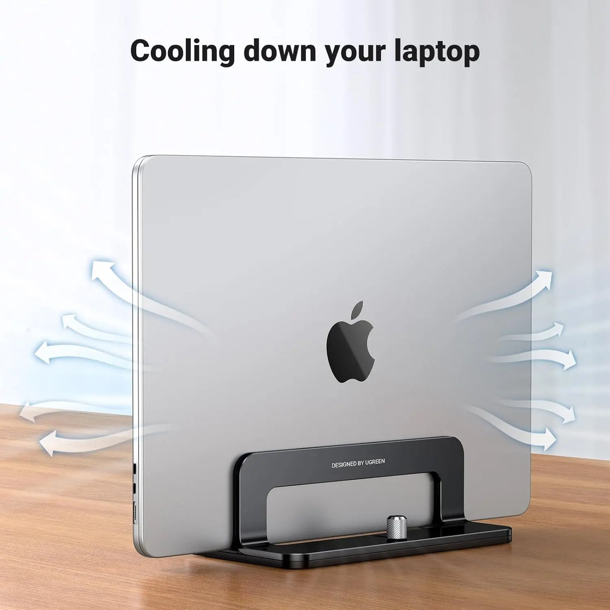 UGREEN Vertical Laptop Stand Holder for desk Adjustable, Aluminum Dock, Compatible with MacBook, Surface Book, Chromebook, up to 15.6 Inch, Black (25706) Ugreen India