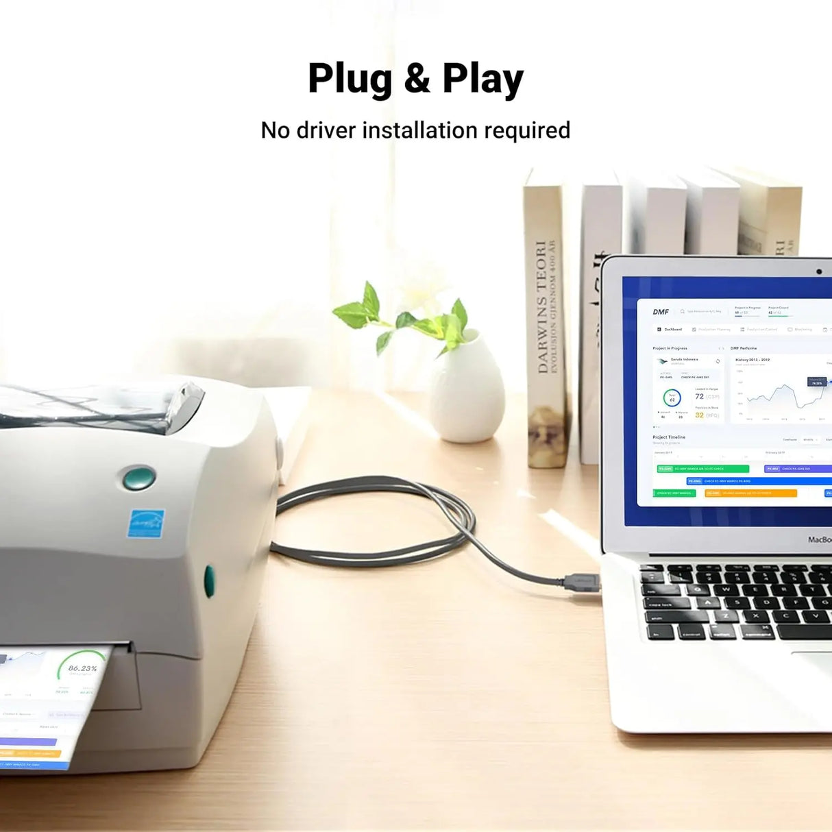 UGREEN 2M USB 2.0 to DB25 Female Parallel Printer Adapter Cable USB to Parallel Converter Inkjet Laser Printer Gray 20224