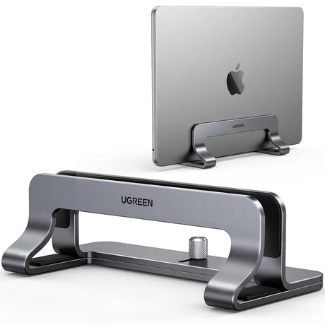 UGREEN Vertical Laptop Stand Holder for Desk Adjustable, Aluminum Dock, Compatible with MacBook, Surface Book, Chromebook, up to 15.6 Inch, Grey (20471) - Ugreen India