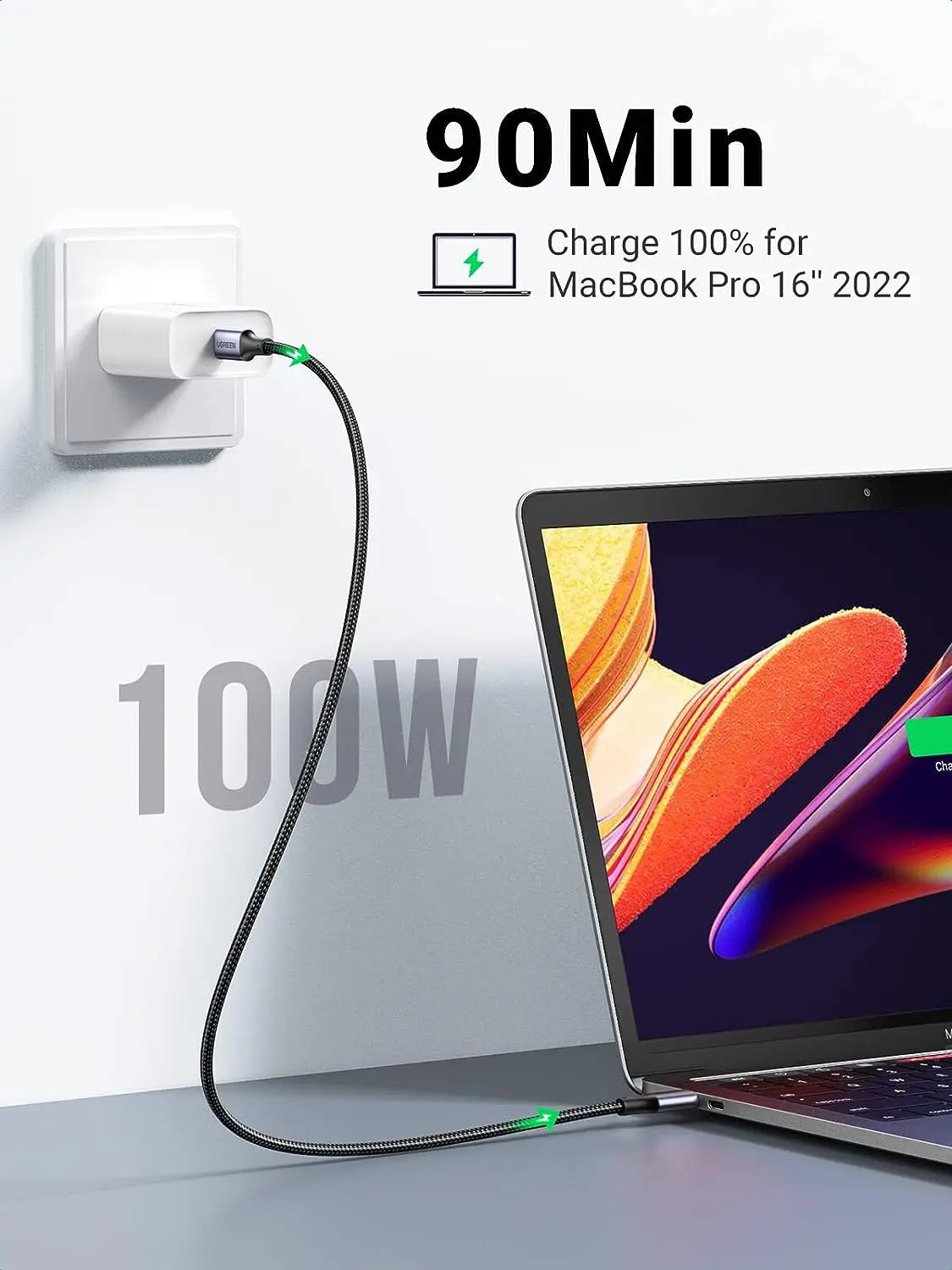 UGREEN USB-C to USB-C Cable 1M 100W PD Aluminum Case MacBook Pro Huawei Matebook iPad Pro Chromebook Samsung Note (70427)