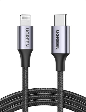 UGREEN MFi-Certified USB C to Lightning Cable 1M 3.3ft Nylon Braided Fast Charging Power Delivery Tablet PC Laptop (60759) Ugreen